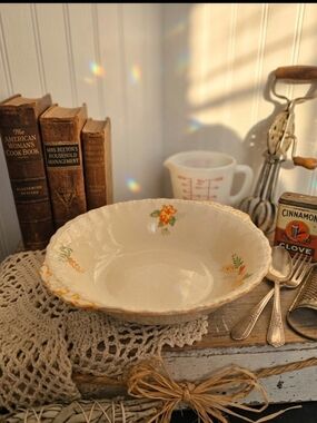 Vintage W.H. Grindley England Scalloped Bowl - Floral Ironstone